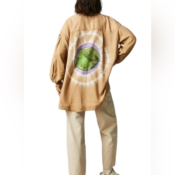 Free People Yin Yang Tie Dye Graphic Buttondown We The Free - Picture 3 of 12